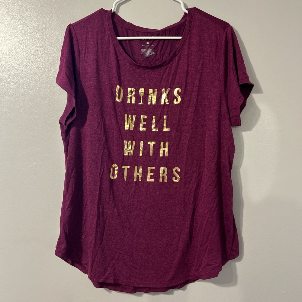 Apt. 9 Maroon Tee with Gold Lettering